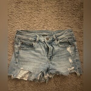American Eagle Outfitters Women's Distressed Light Blue Jean Shorts